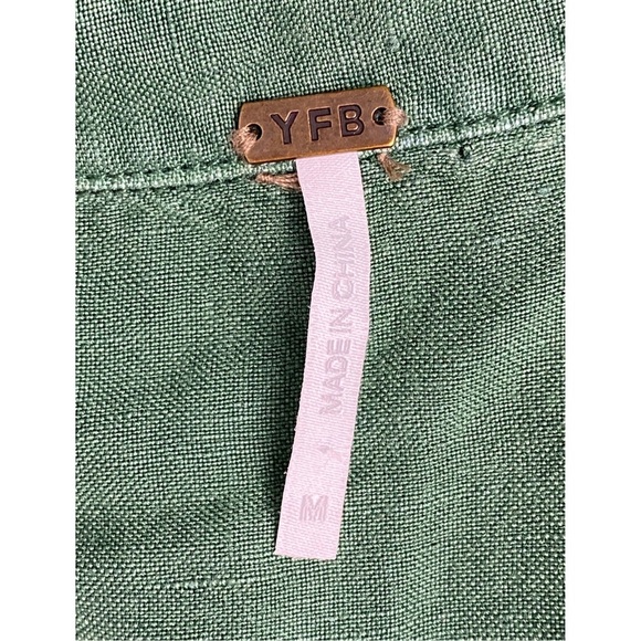 YFB Cuba Sleeveless Linen Utility Button Down Romper, Green - Size M - Picture 7 of 8